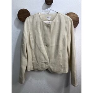 Isaac Mizrahi For Target Ivory Wool Blend Blazer Size L Office Girl Minimalist